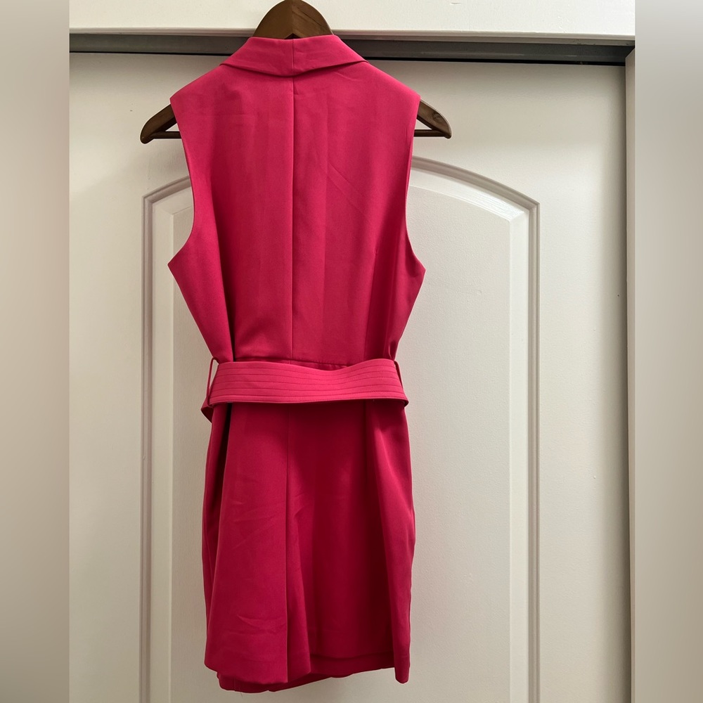 Zara Hot Pink Belted Sleeveless Wrap Romper - Picture 2 of 15